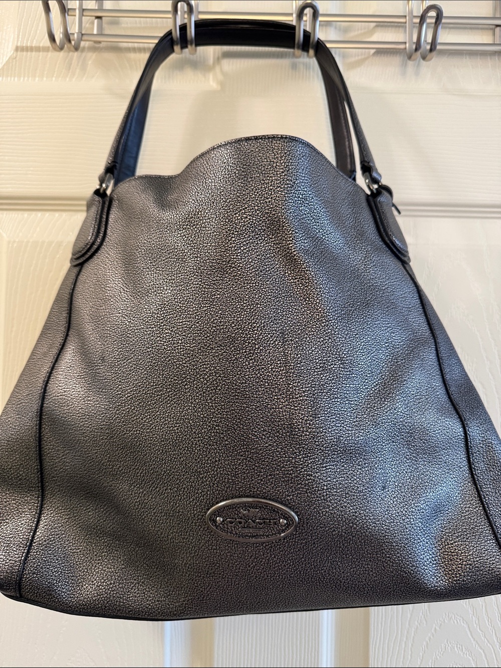 Grey Edie Coach Leather Bag 15” x 12”